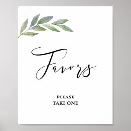 Bruiloft Olijfblad Groene Favor Sign Poster