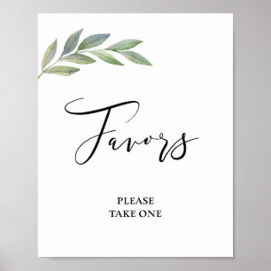 Bruiloft Olijfblad Groene Favor Sign Poster
