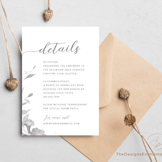 Bruiloft Omhulling Kaart Minimalistische Bloemen D