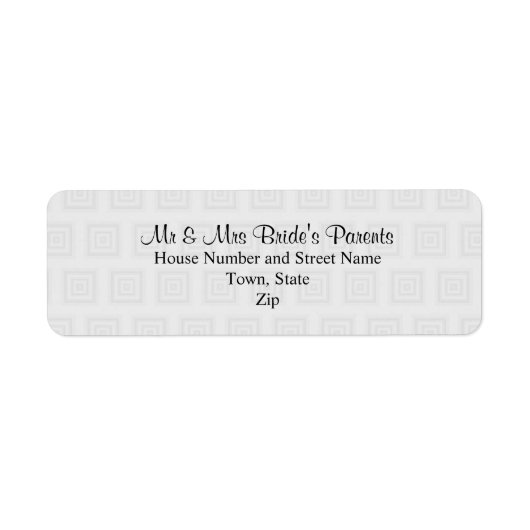Bruiloft ontwerp in Bord grijs met vierkanten. Etiket (Voorkant)