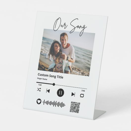 Bruiloft Onze Song Scannable QR Code Reclamebord Met Voetstuk (Voorkant)