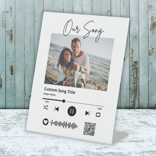 Bruiloft Onze Song Scannable QR Code Reclamebord Met Voetstuk
