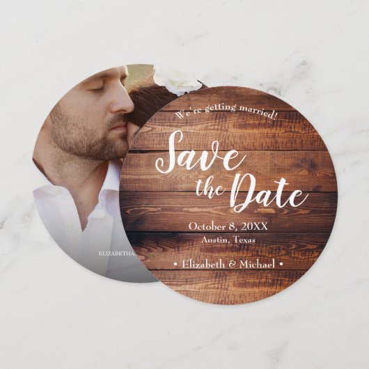 Bruiloft op het platteland Aangepaste foto Houten  Kaart (Voorkant / Achterkant)