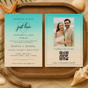 Bruiloft op het strand na elopement QR-code Kaart