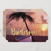 Bruiloft op het strand, palm, zonsondergang, boot  kaart (Voorkant / Achterkant)