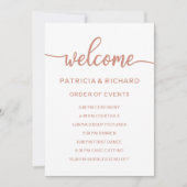 Bruiloft Orde van Evenementen Schema Roos Goud Kaart (Voorkant)