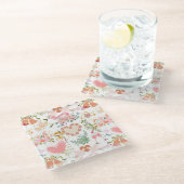 Bruiloft ornamenten patroon glazen onderzetter (Schuin)