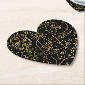 Bruiloft ornamenten patroon in Goud Zwart BG Kartonnen Onderzetters (Gekanteld)