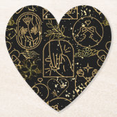 Bruiloft ornamenten patroon in Goud Zwart BG Kartonnen Onderzetters (Voorkant)