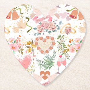 Bruiloft ornamenten patroon kartonnen onderzetters