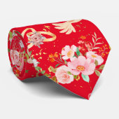 Bruiloft ornamenten patroon Rood BG Stropdas (Opgerold)