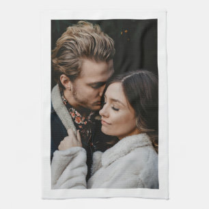 Bruiloft paar foto, witte rand theedoek
