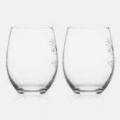 Bruiloft Paar Naam Logo Wijnglas Zonder Voet (Rechts)