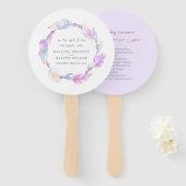 Bruiloft paarse boho veer kunst programma fans handwaaier (Voorkant en achterkant)