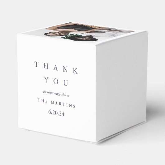 Bruiloft Paarse gepersonaliseerde foto dank u Bedankdoosjes (Achterkant)