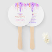 Bruiloft paarse oranje bloem cascade programma fan handwaaier (Voorkant en achterkant)