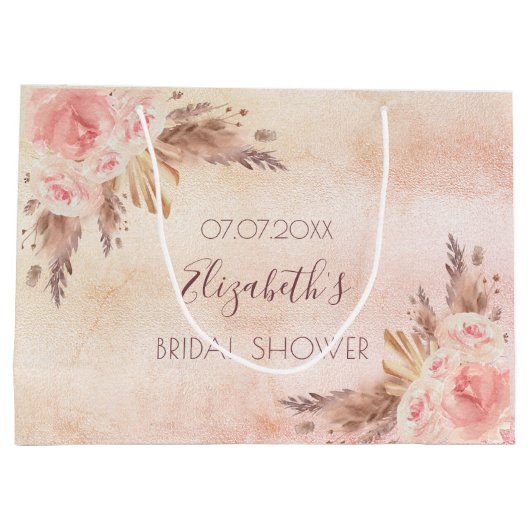 Bruiloft pampas gras roze goud roze bloemstuk groot cadeauzakje (Achterkant)