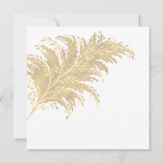 Bruiloft Pampas Grass Tan op witte repetitie Kaart (Achterkant)