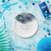 Bruiloft Papier Borden Majestic Peacock Papieren Bordje (Feest)