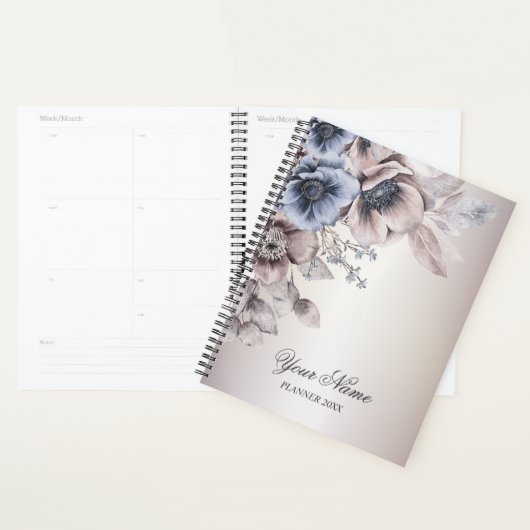 Bruiloft Party Waterverf Pastel Blauw Beige Flower Planner (Display)