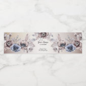 Bruiloft Party Waterverf Pastel Blauw Beige Flower Waterfles Etiket (Enkel label)