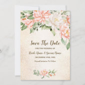 Bruiloft Party Waterverf Perzik Witte Bloem Save T The Date (Voorkant)