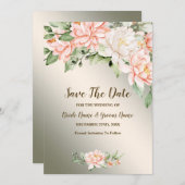 Bruiloft Party Waterverf Perzik Witte Bloem Save The Date (Voorkant / Achterkant)