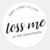 Bruiloft Pas getrouwd Toss Stickers met Namen en D (Voorkant)