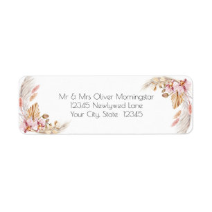 Bruiloft   Pastel Pink Ivory Pampas Grass Etiket