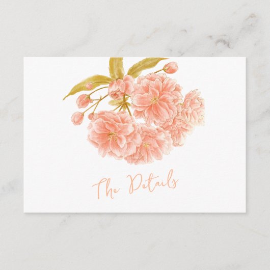 Bruiloft perzik boom bloesem De details plat Informatiekaartje (Voorkant)