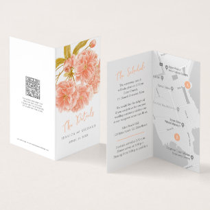 Bruiloft perzik boom bloesem evenementenschema en kaart