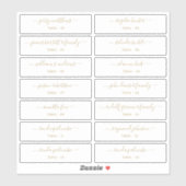 Bruiloft Plaats Kaart Gastennamen Tabel Nummer Gou Sticker (Vel)