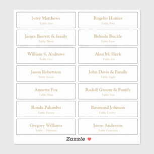 Bruiloft Plaats Kaart Gastennamen Tabel Nummer Gou Sticker