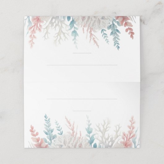 Bruiloft plaats kaarten-pastel koraal rif (Buitenkant ongevouwen)