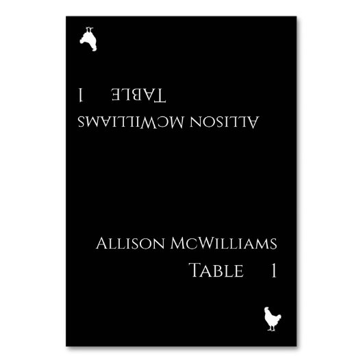 Bruiloft Plaats kaarten-Pluimvee Icon-Zwart en Wit Kaart (Voorkant)