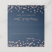 Bruiloft Plaatskaarten Roos Gouden Glitter Confett (Buitenkant ongevouwen)