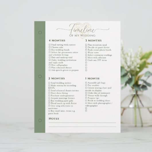 Bruiloft Planner 4 maanden - 1 week tijdlijn pagin (Staand voorkant)