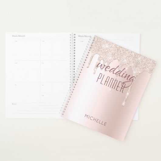 Bruiloft Planner Chique Girly Glitter Naam Planner (Display)