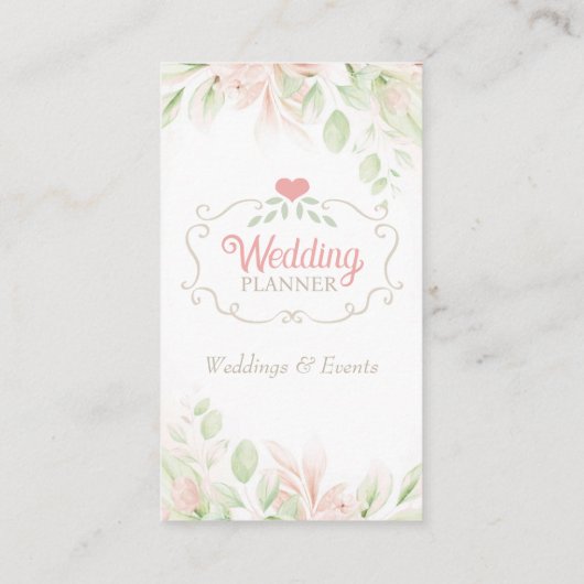 Bruiloft Planner Elegant Bloemen Visitekaartje (Achterkant)