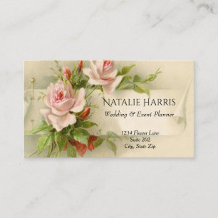 Bruiloft Planner Roze Rozen Elegant Visitekaartje