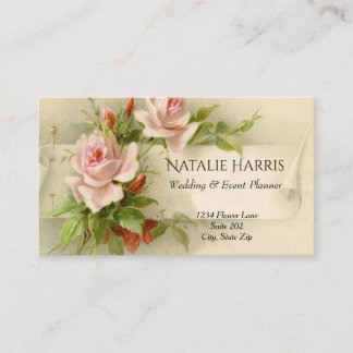 Bruiloft Planner Roze Rozen Elegant Visitekaartje
