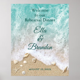 Bruiloft Poster met Strandgolven Proefavond