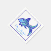 Bruiloft Preppy Blue Fish gepersonaliseerd Servet (Hoek)