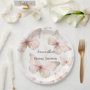 Bruiloft Pretty Pink Butterflies Papieren Bordje