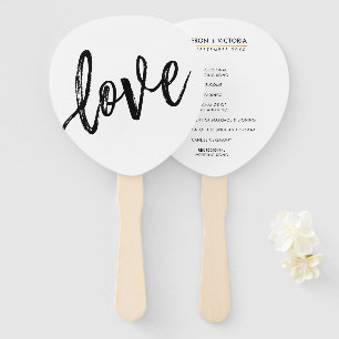 BRUILOFT PROGRAMMA FAN sample hand geletterde lief Handwaaier