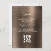 Bruiloft QR Code Bruine Metaal Glitter Uitnodiging (Achterkant)