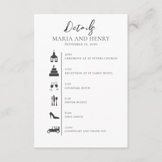 Bruiloft QR-code Elegante Bourgondische tijdlijn Informatiekaartje (Voorkant)