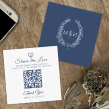 Bruiloft QR foto delen hart ovale bladeren monogra