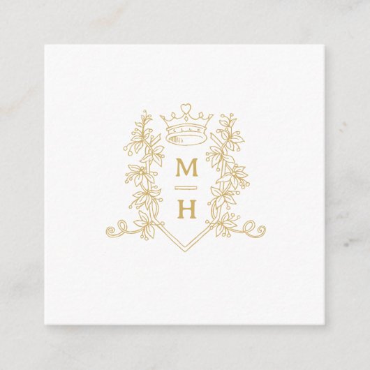 Bruiloft QR foto delen liefde hart kroon monogram Informatiekaartje (Voorkant)