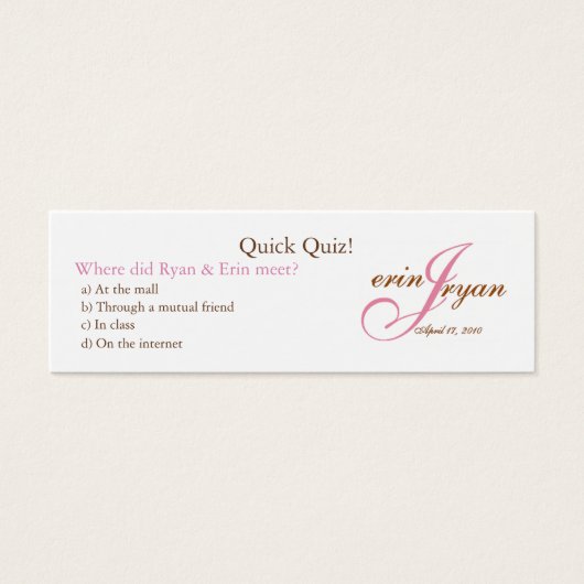 Bruiloft Quiz Kaart (Voorkant)